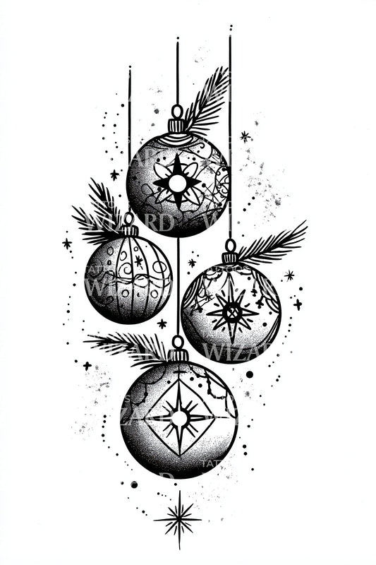 Mystic Christmas Ornaments Tattoo Design