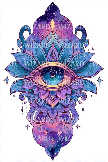 Mystic Eye Lotus Tattoo Design