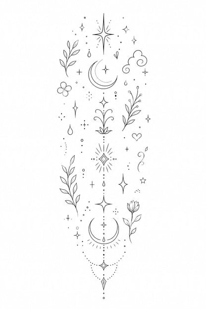 Mystic Filler Flash Tattoo Design