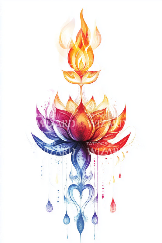 Mystieke Lotus Kaars Tatoeage Ontwerp