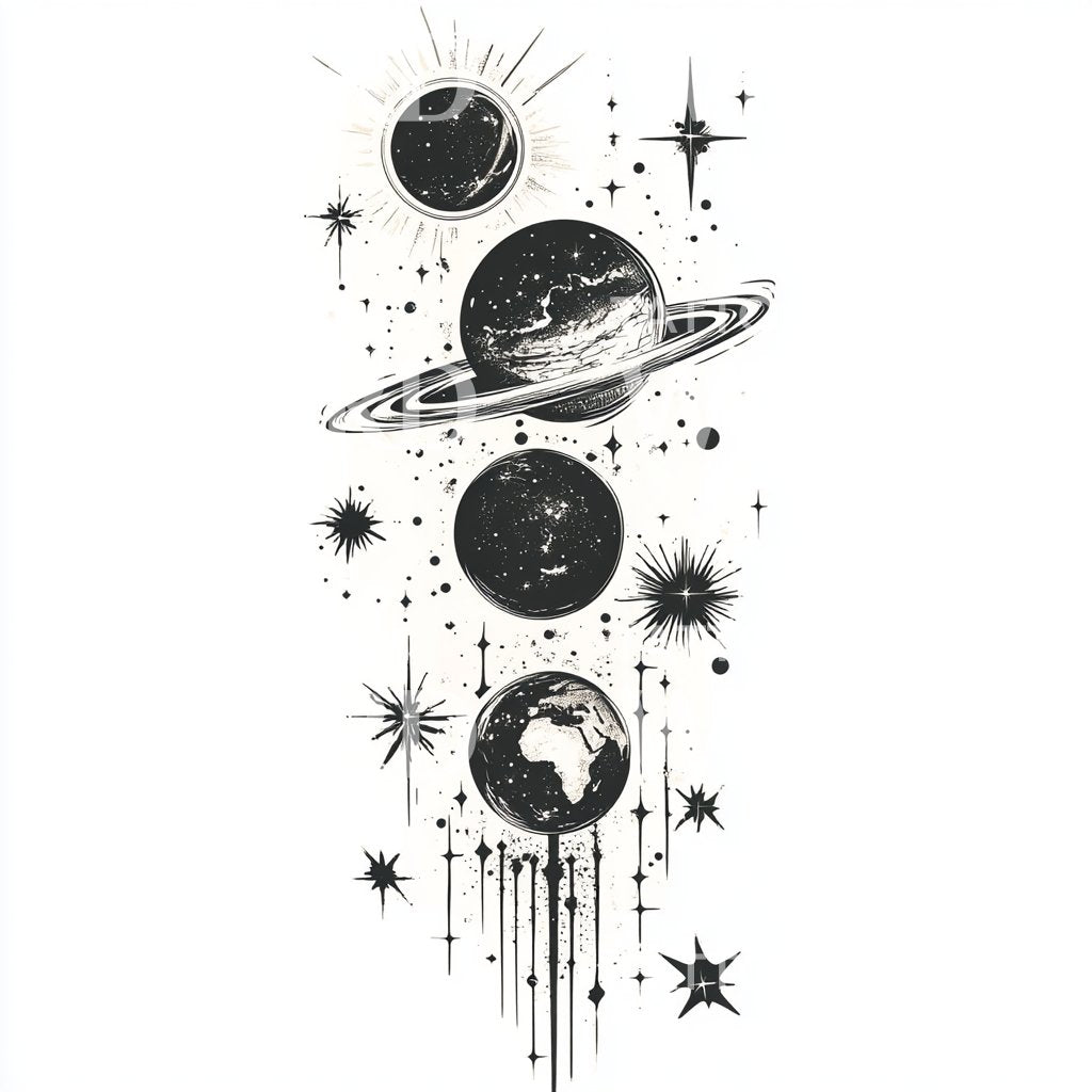 Mystic Planetary Orbit Tattoo Idea