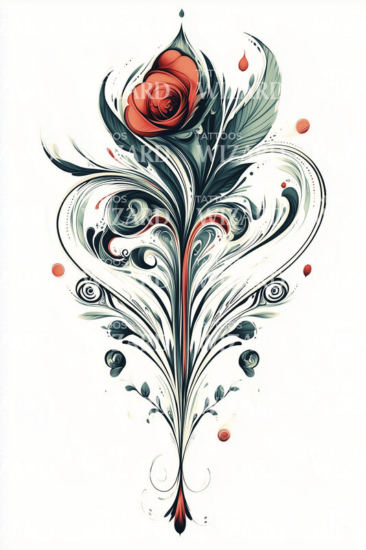 Mystic Rose Filigree Tattoo Design