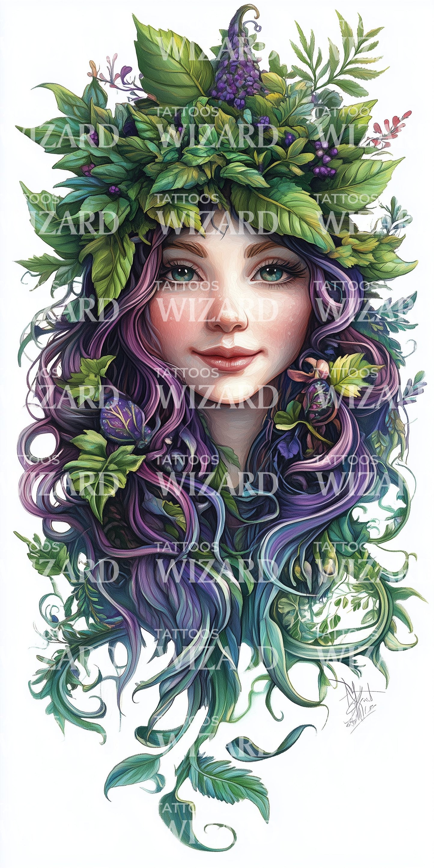 Mystical Celtic Girl Sleeve Tattoo Idea