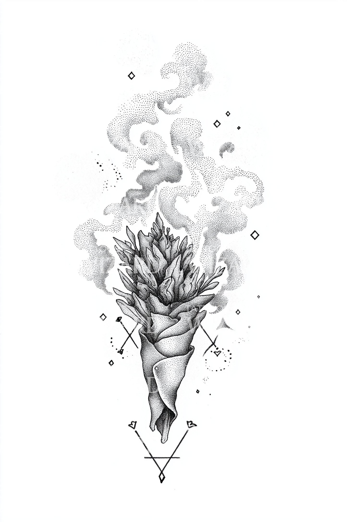 Mystical Incense Swirl Tattoo Design