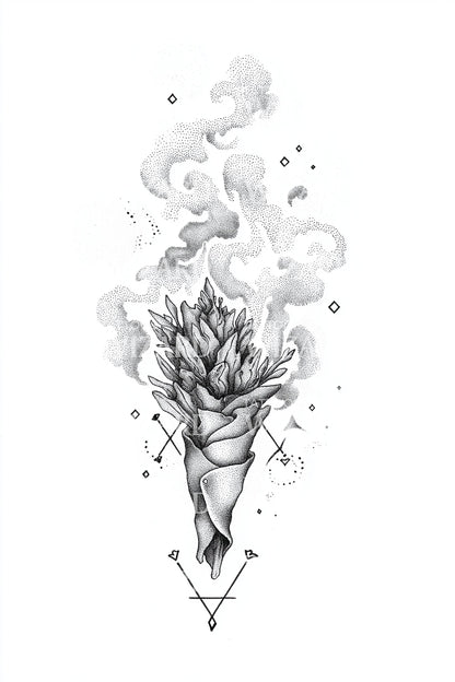 Mystical Incense Swirl Tattoo Design