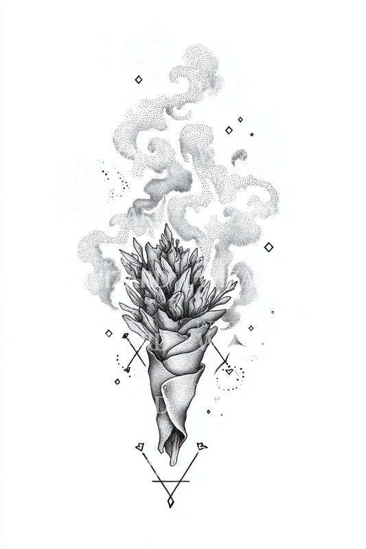 Mystical Incense Swirl Tattoo Design