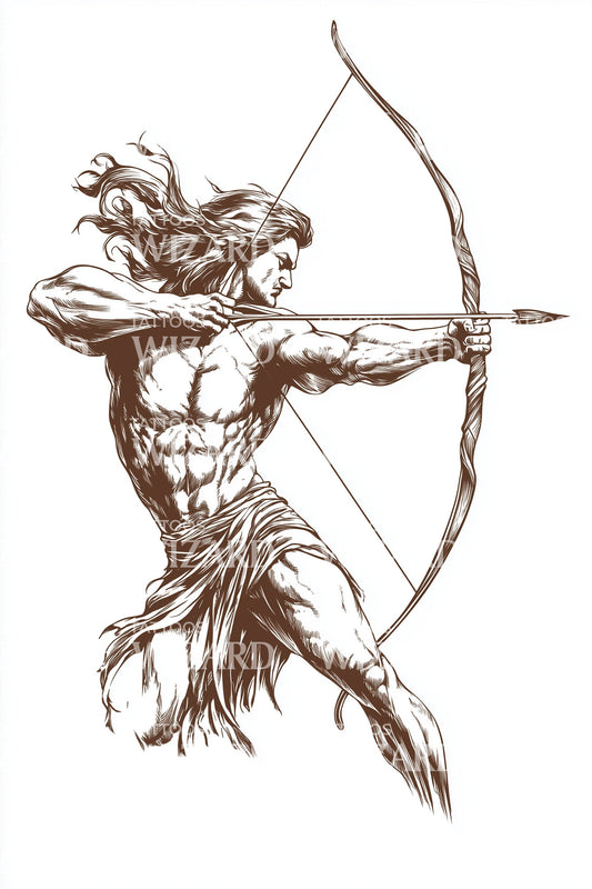 Design del tatuaggio Guerriero Arciere Mitico