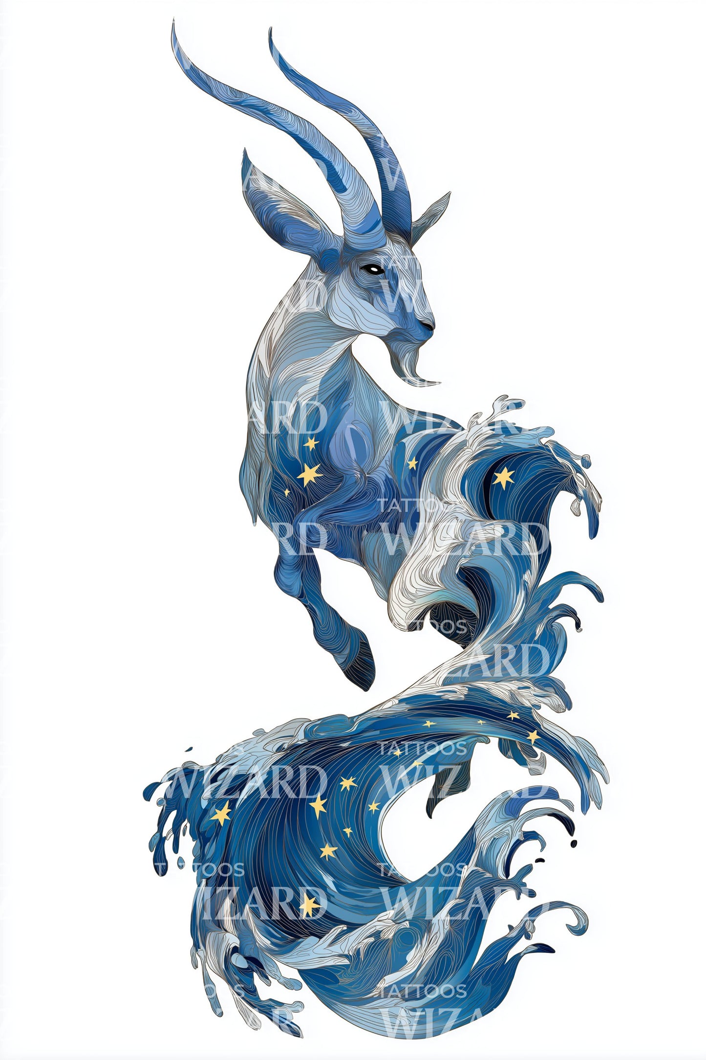 Design del tatuaggio del cervo d'acqua mitico