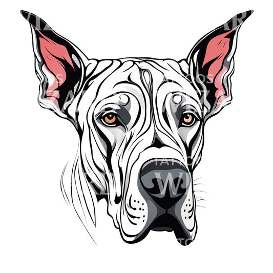 Great Dane Dog Head Tattoo Design