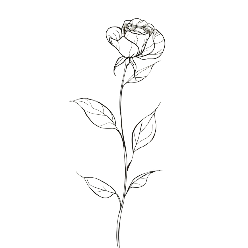 Airy Single Rose Tattoo Design