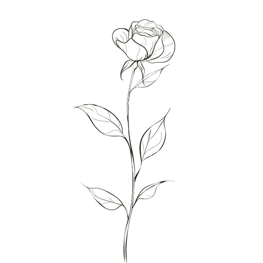 Luftiges Tattoo-Design mit einer einzelnen Rose