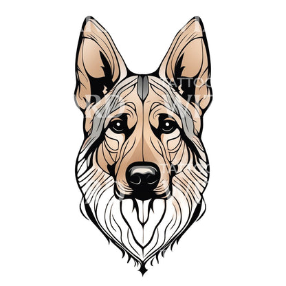 German Shepherd Dog Head Tattoo Design