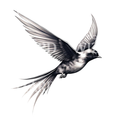 Flying Swallow Tattoo Design