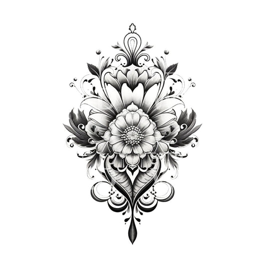 Conception de tatouage de mandala de fleurs ornementales