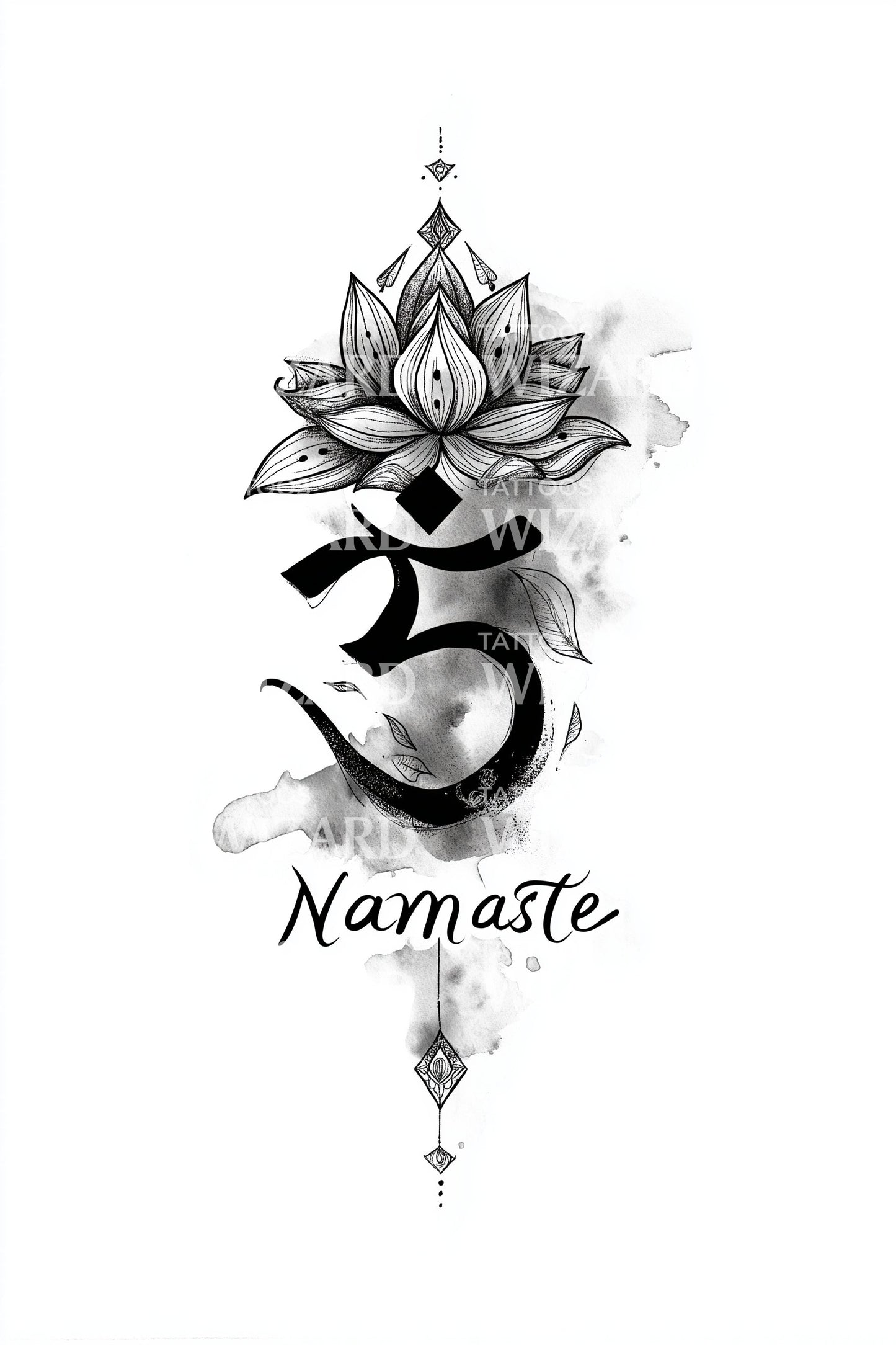 Namaste Om Lotus Tattoo Design