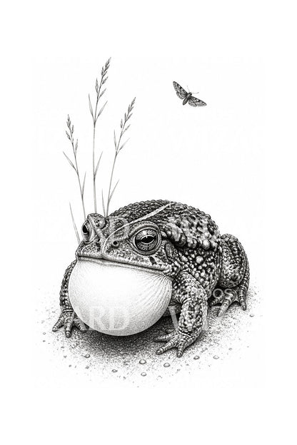 Tattoo-ontwerp van een roepende rugstreeppad