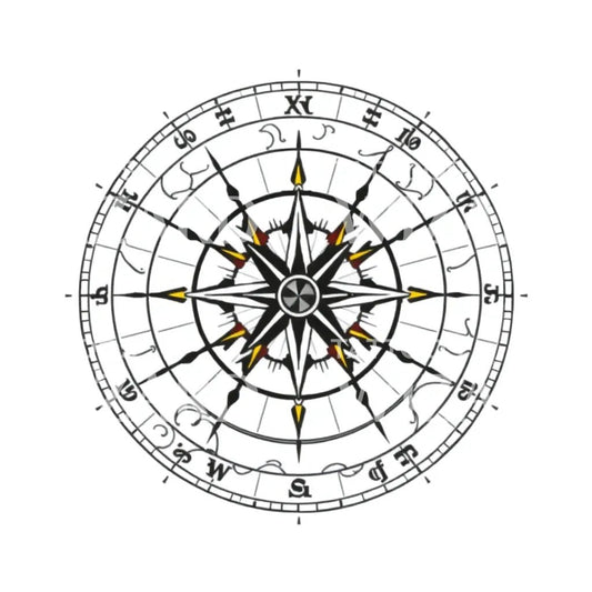 Nautisk kompassrose tattoo-design