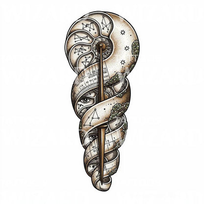 Nautilus Constellation Spiral Tattoo Design