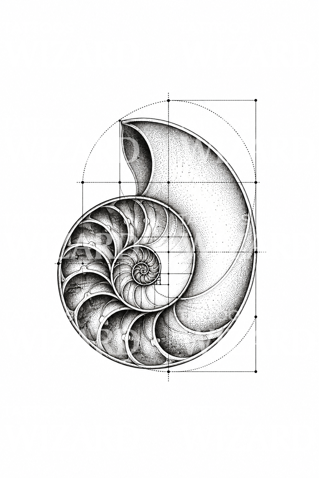 Nautilus-tatovering i det gylne snitt