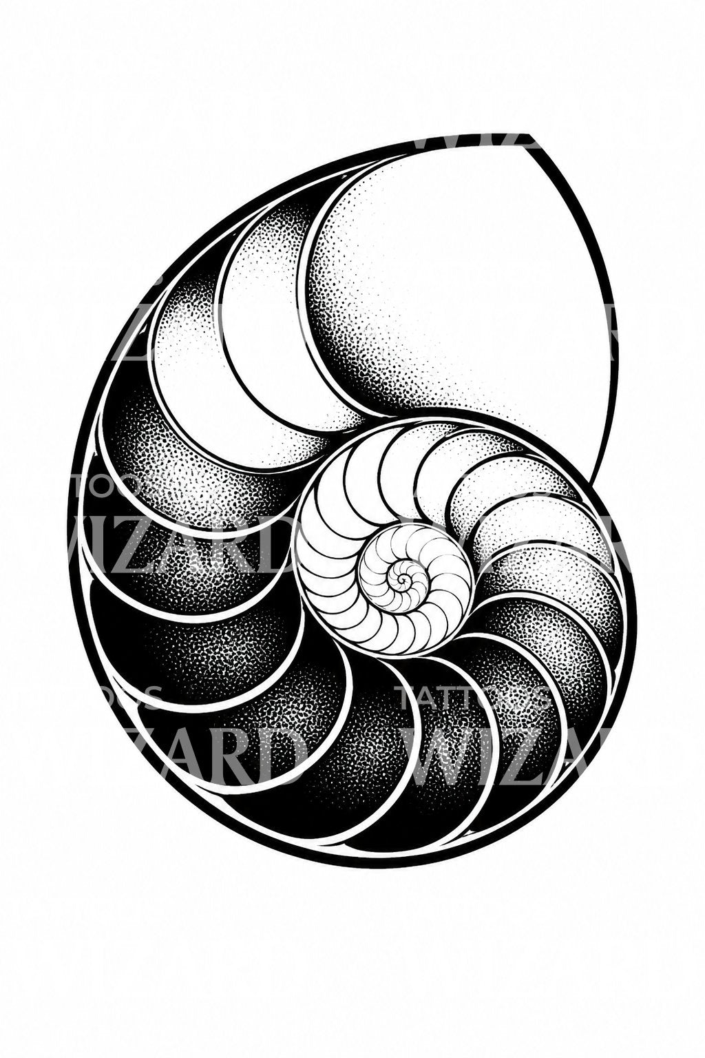 Nautilus Golden Spiral Tattoo Design