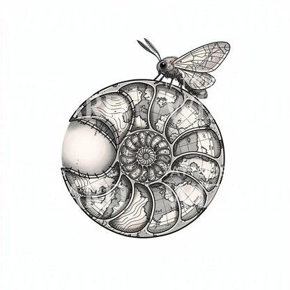 Nautilus Map Moth Tattoo Design