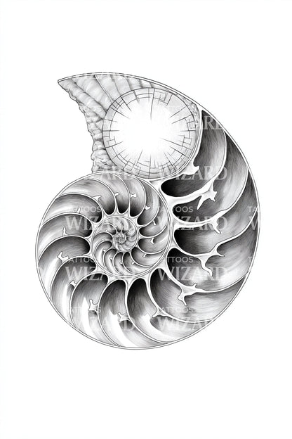 Nautilus Shell Spiral Tattoo Design