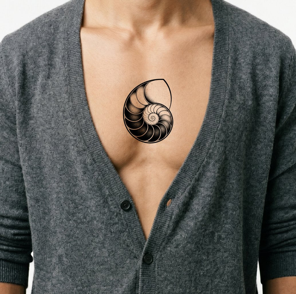 Nautilus Golden Spiral Tattoo Design