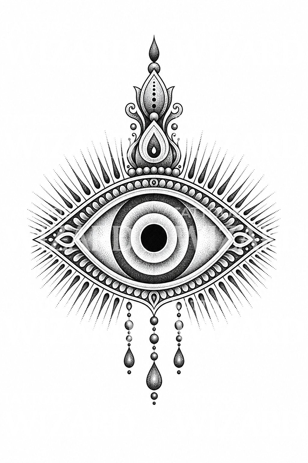 Nazar Evil Eye Dotwork Tattoo Design