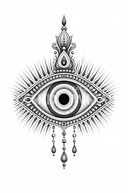 Nazar Evil Eye Dotwork Tattoo Design