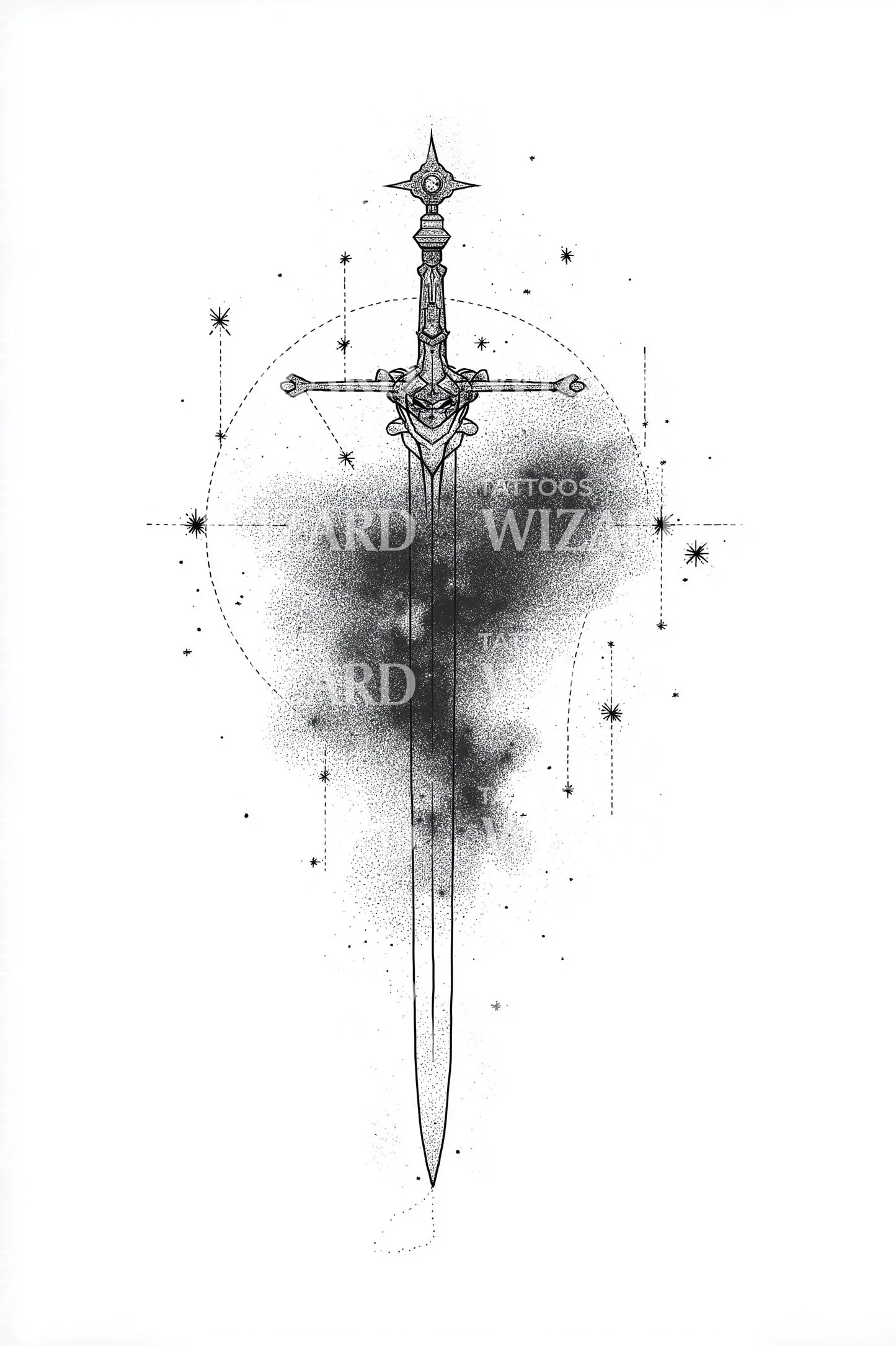Nebula Sword Emblem Tattoo Illustration
