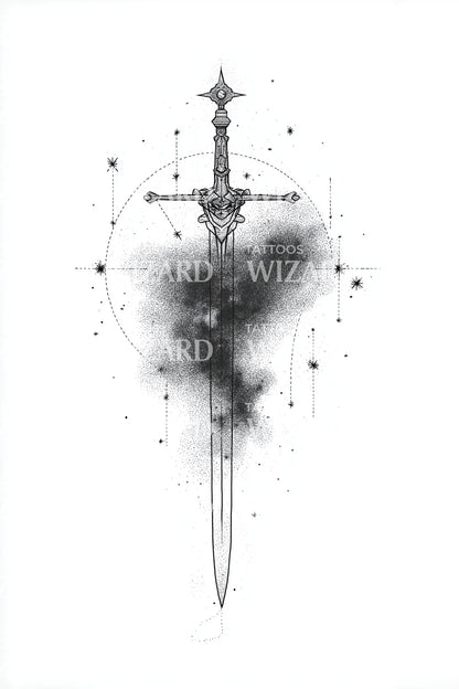 Nebula Sword Emblem Tattoo Illustration