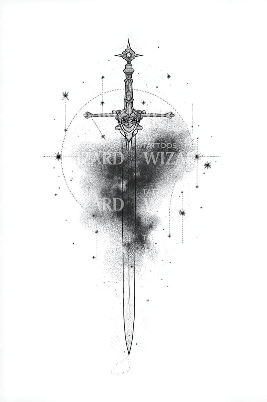 Nebula Sword Emblem Tattoo Illustration