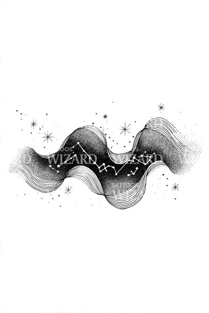 Nebula Wave Flow Tattoo Design