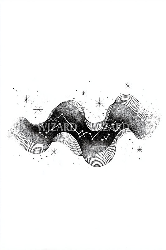 Nebula Wave Flow Tattoo Design