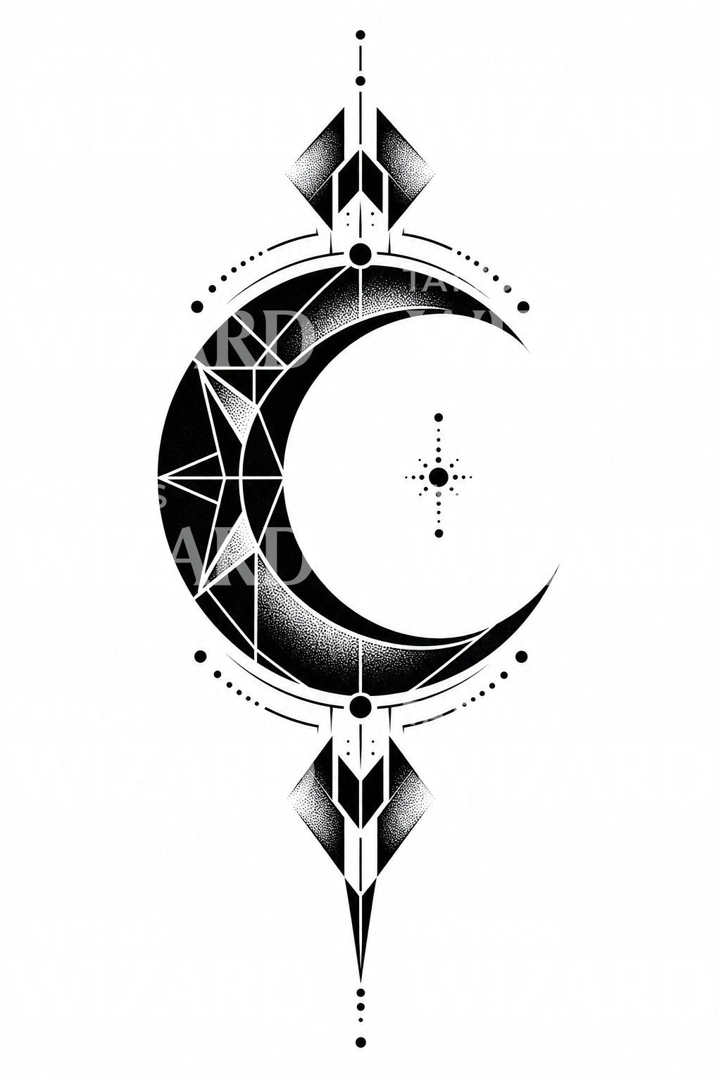 Negative Space Crescent Moon Tattoo Design