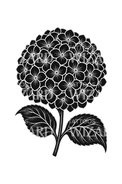 Negative Space Hortensia Tattoo Illustration