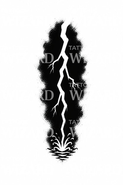 Negative Space Lightning Over Water Tattoo Idea