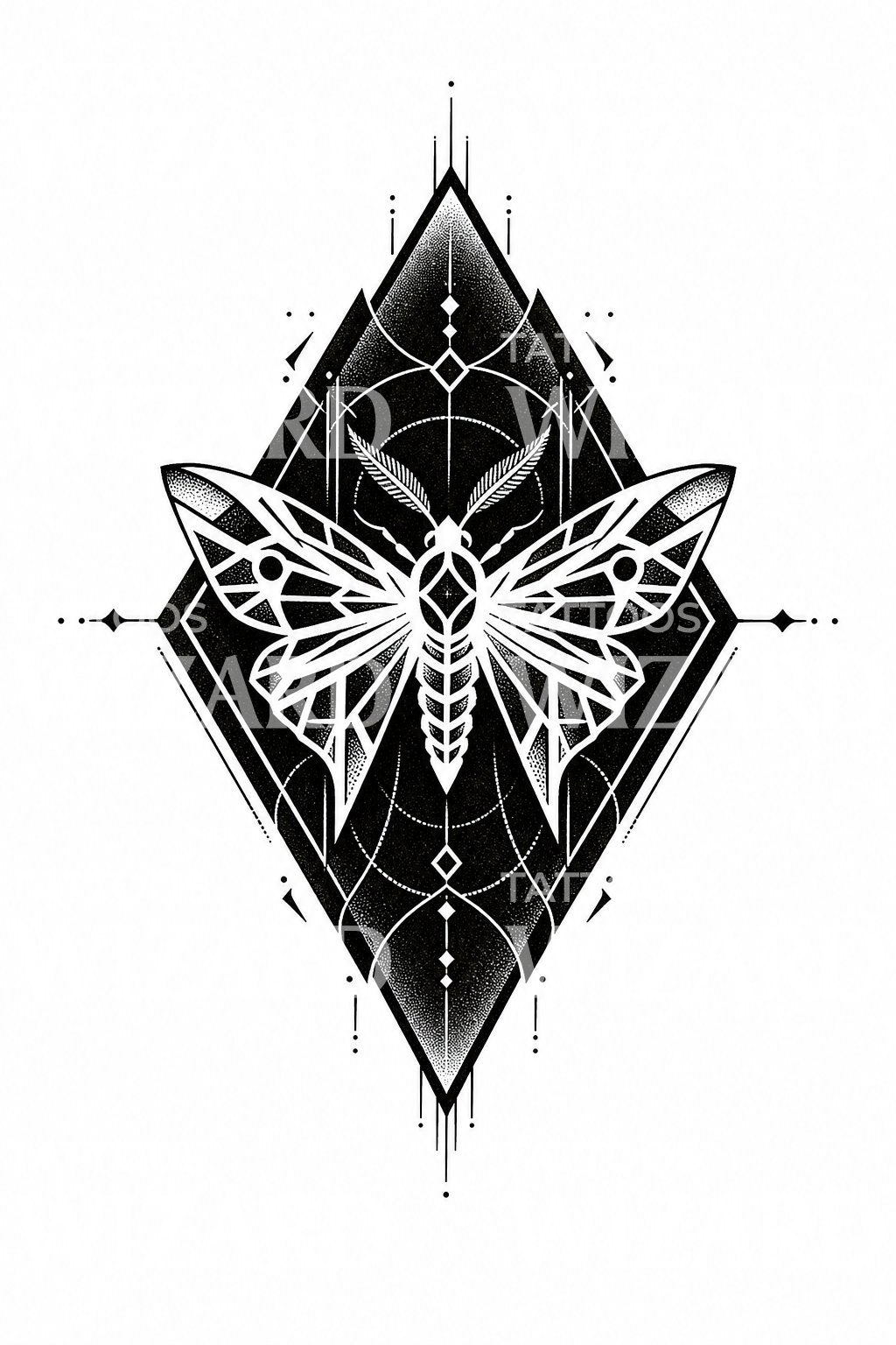 Negative Space Moth Tattoo Design