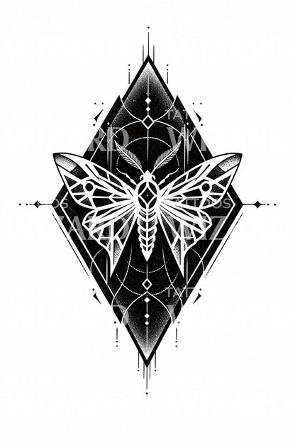 Negative Space Moth Tattoo Design