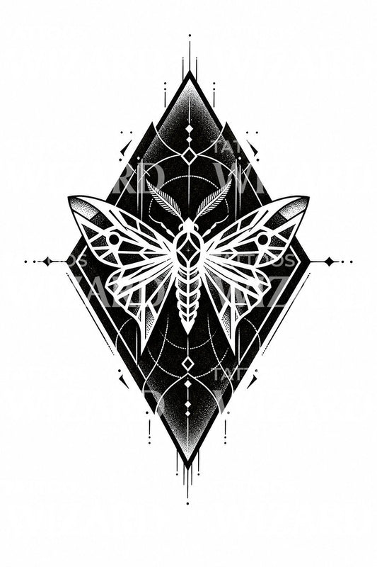Negative Space Moth Tattoo Design