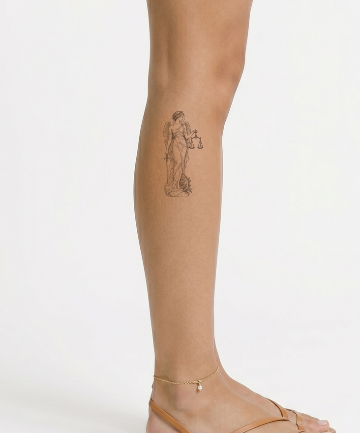 Nemesis, balanse­gudinnens tatoveringsdesign