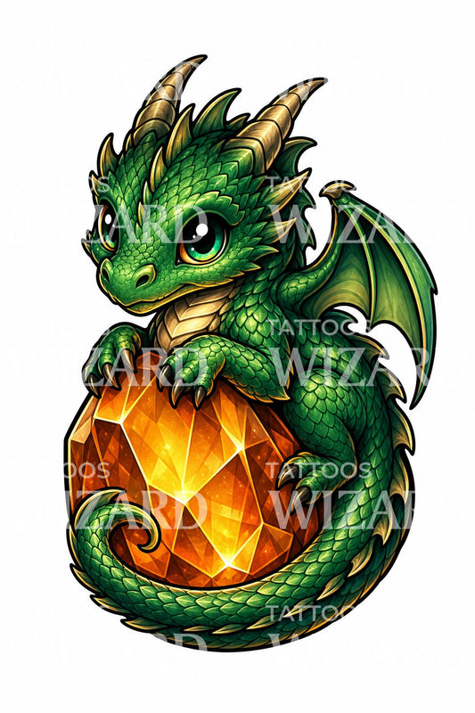Neo traditional tatueringsdesign med drakunge