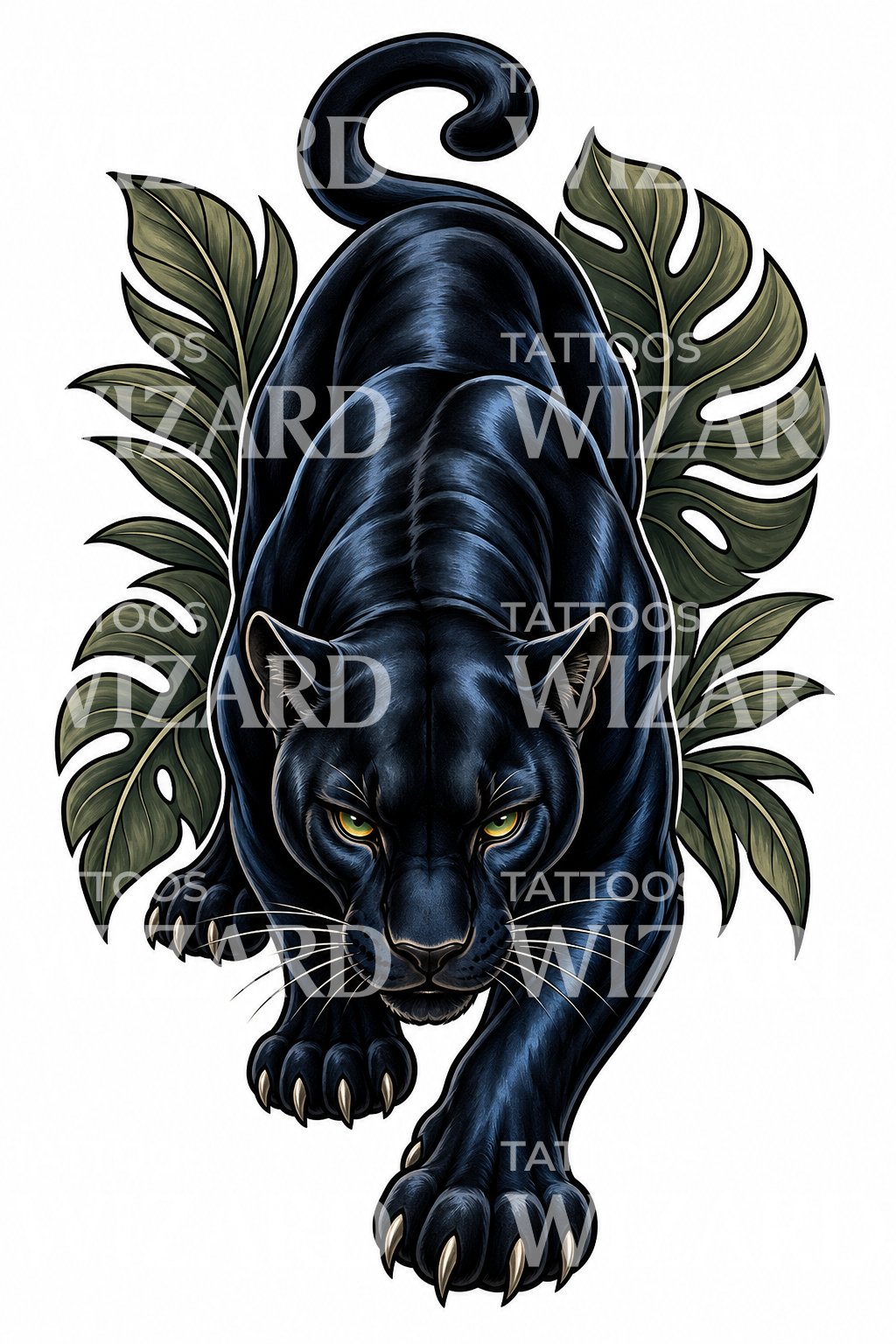 Neo Traditional Black Panther Tattoo Design