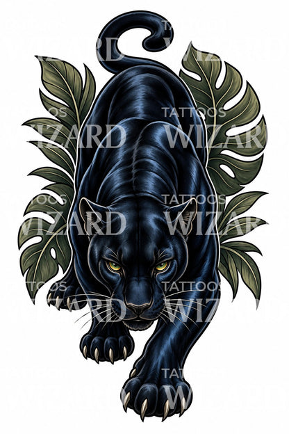 Neo Traditional Black Panther Tattoo Design