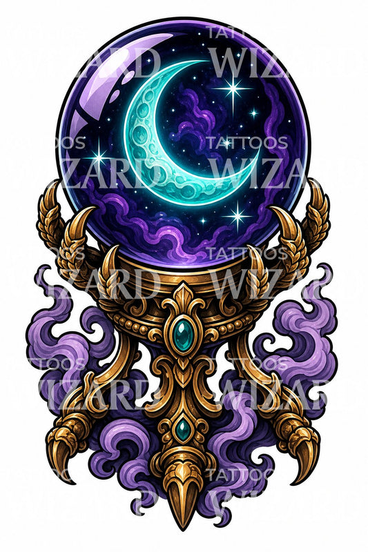 Diseno de tatuaje Neo Traditional de bola de cristal