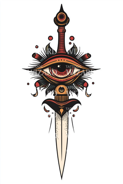 Neo-traditionell ögondolk tatueringsdesign