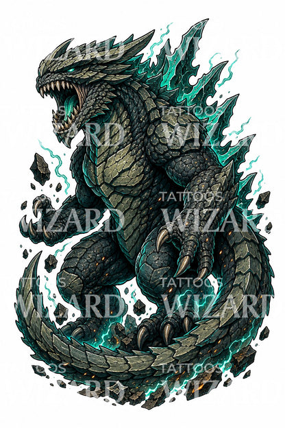 Neo Traditional Kaiju Monster Tattoo Design