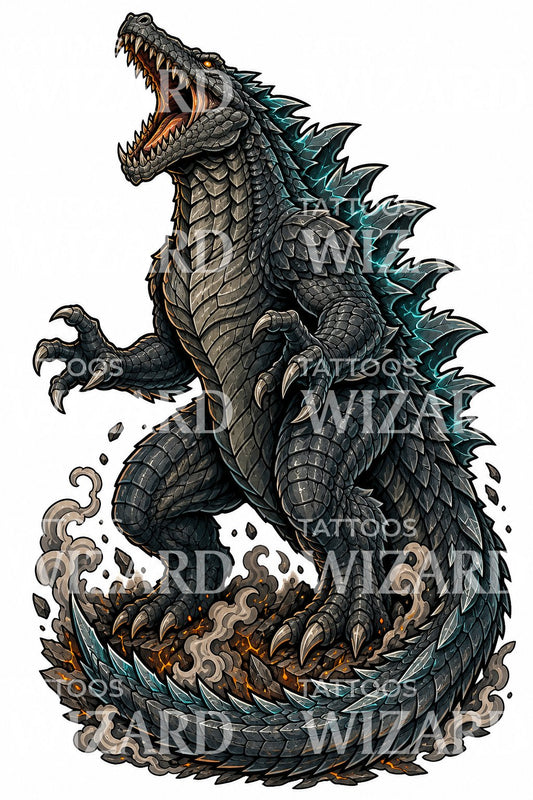 Neo Traditional Kaiju Monster Tattoo Illustration