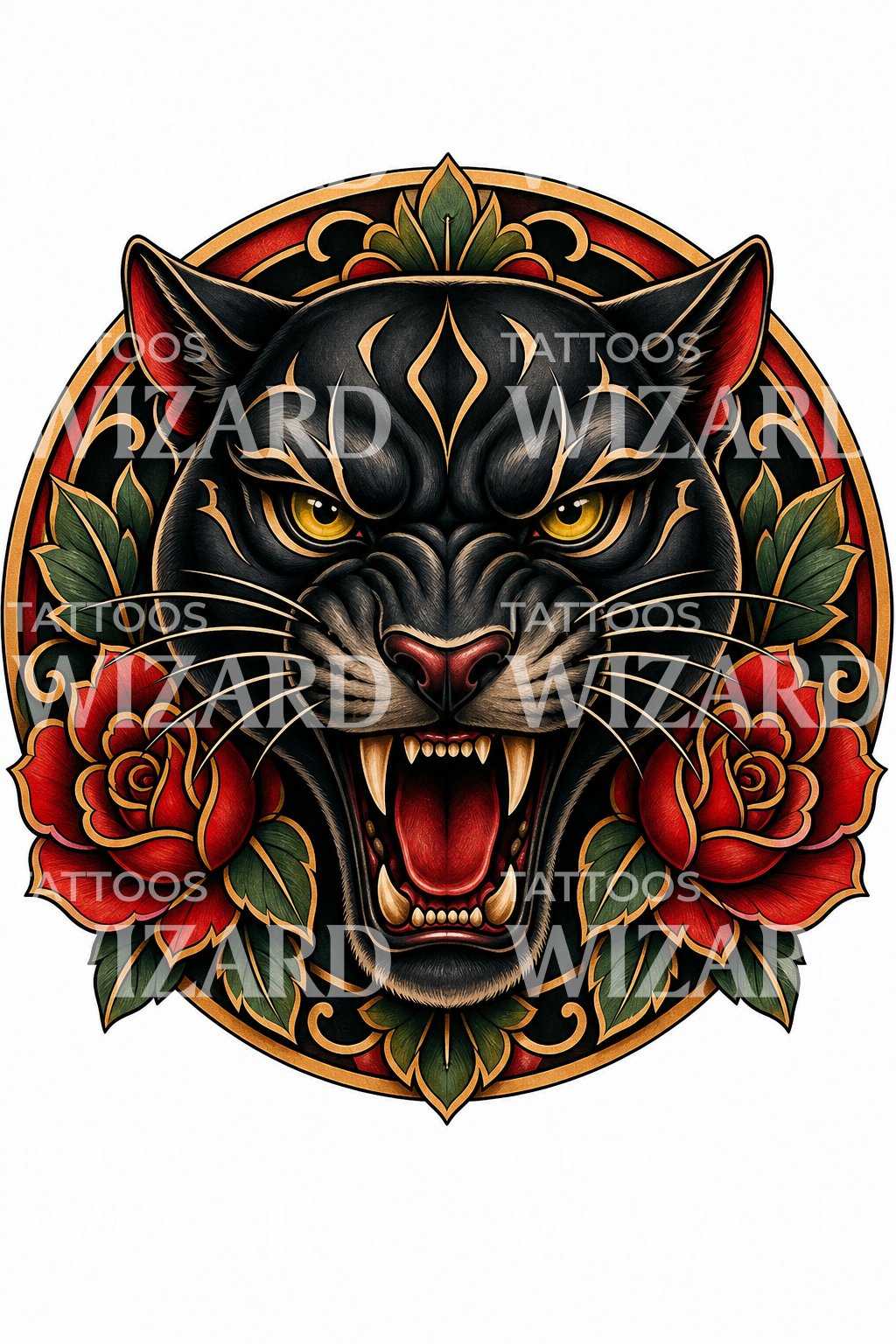 Neo Traditional Panther Tattoo Design