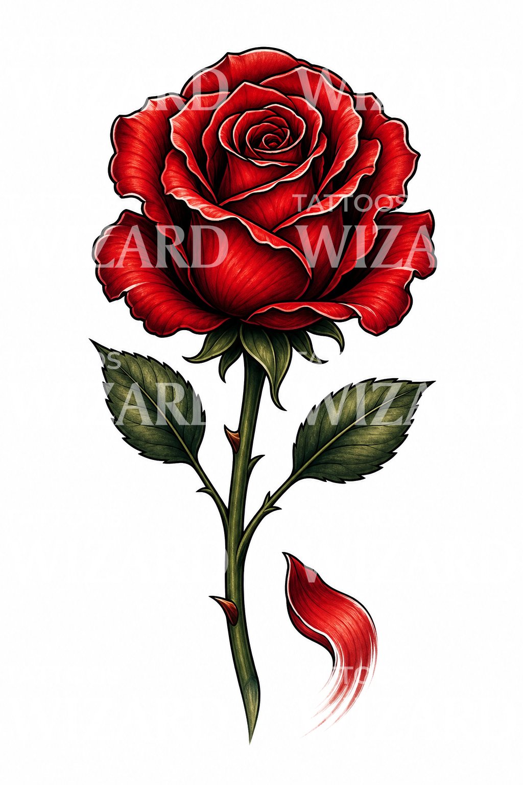 Neo Traditional Rose Tattoo Design
